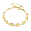Cowrie Shell Shape Brass Link Chain Bracelets for Women BJEW-K248-07B-G-4