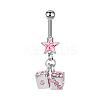 316L Surgical Stainless Steel Pave Cubic Zirconia Star Dice Curved Barbell Dangle Belly Rings FS-WG3E776-01-1