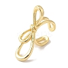 Bowknot Brass Open Cuff Rings for Women RJEW-C098-16G-1