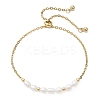 Adjustable 304 Stainless Steel Cable Chains & Natural Cultured Freshwater Pearl Slider Bracelets BJEW-JB12713-2