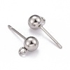 40Pcs 4 Styles 202 Stainless Steel Ball Stud Earring Findings STAS-LS0001-13P-5