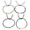 Faux Pearl & Brass & Glass Braided Bead Bracelet Sets WG4426-12-1