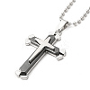 Alloy Cross Pandant Necklace with Ball Chains LS-NJEW-K245-001B-1