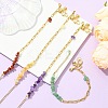 Natural Mixed Stone Chip Beads 304 Stainless Steel Paperclip Chain Bracelets with Alloy Bowknot Charms BJEW-JB14187-1