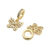 Rack Plating Brass Clear Cubic Zirconia European Dangle Charms KK-Q006-59G-01-2