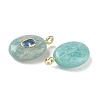 Natural Amazonite & Cubic Zirconia Pendants G-Z076-01G-18-2