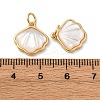 Brass Pave Natural White Shell Pendants KK-P308-05G-02-3