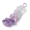 Gradient Color Natural Quartz Crystal & Natural Lavender Amethyst & Natural Blue Lace Agate Chip Beaded Pendants PALLOY-JF02790-03-3