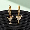 Wine Glass Brass Micro Pave Cubic Zirconia Dangle Hoop Earrings EJEW-F384-16G-01-1