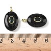 Natural Obsidian & Cubic Zirconia Pendants G-Z076-01G-19-3