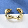 Rack Plating Brass Twist Wave Open Cuff Rings for Women RJEW-Q777-08G-1