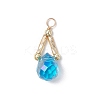 Transparent Glass Beads with Electroplate Non-magnetic Synthetic Hematite Beads and Glass Twisted Bugle Beads and Eco-Friendly Copper Wire Pendants PALLOY-JF03618-01-3