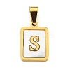 PVD Vacuum Plating 304 Stainless Steel Pave Natural White Shell Pendants STAS-S130-03G-S-1