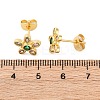Flower Brass Micro Pave Cubic Zirconia Stud Earrings EJEW-Z087-01G-5
