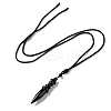 Gemstone Bullet Pendant Necklace with Nylon Cord for Women G-A210-06-3