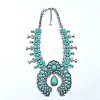 Alloy & Synthetic Turquoise Boho Flower Squash Bib Necklaces for Women FS-WGADD2A-01-2