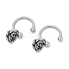 Rose Flower 316 Surgical Stainless Steel Dangle Half Hoop Earrings for Women EJEW-G416-45AS-4
