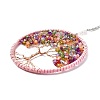 Wire Wrapped Chips Dyed Glass & Natural Amethyst Big Pendant Decorations HJEW-A005-01B-2