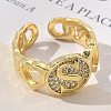 Brass Micro Pave Clear Cubic Zirconia Open Cuff Rings for Women RJEW-K289-02G-S-3
