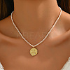 Glass and CCB Plastic Beaded Alloy Pendant Necklace FS-WG08D0F-08-1-1