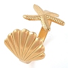 Ion Plating(IP) 304 Stainless Steel Shell & Starfish Shape Open Cuff Rings for Women LS-RJEW-Z057-04G-1