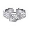 Non-Tarnish 304 Stainless Steel Belt Buckle Shape Cuff Ring RJEW-T023-59P-1