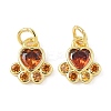 Brass Pave Cubic Zirconia Paw Print Charms KK-I355-17G-01-1