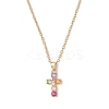 Brass Pave Colorful Cubic Zirconia Cross Pendant 304 Stainless Steel Cable Chain Necklaces for Women NJEW-JN05358-2