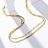 304 Stainless Steel Double Layered Necklaces NJEW-U028-01G-1