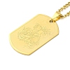 201 Stainless Steel Curb Chain Rectangle with Dragon Pendant Necklaces for Women NJEW-M008-03G-1