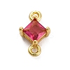 Brass Cubic Zirconia Rhombus Connector Charms LS-KK-F894-12G-03-1