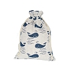 Printed Cotton Imitation Burlap Packing Pouches Drawstring Bags LS-PW-WG7B662-18-1