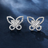 Brass Micro Pave Clear Cubic Zirconia Stud Earrings WG8C177-01-1