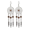 Alloy with Synthetic Howlite & Natural Mixed Stone Dangle Earrings EJEW-JE06067-4