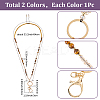 Natural African Bloodstone & Natural Tiger Eye & Glass Retractable Badge Reel with Chains HJEW-SC00158-2