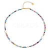 1Pc Rondelle Natural Agate & Pearl & Brass Beaded Necklaces for Women NJEW-SZ0001-69-1