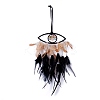 Handmade Eye & Tree of Life Woven Net/Web with Feather Wall Hanging Decoration HJEW-K035-02-4