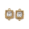 Ion Plating(IP) 304 Stainless Steel Cubic Zirconia Square Links Connector Charms STAS-K256-24G-06-1