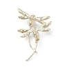 Rhinestone Dragonfly Brooch Pin with Plastic Pearl Beaded LS-JEWB-M026-03G-2