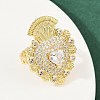 Brass Micro Pave Clear Cubic Zirconia Cuff Rings RJEW-P155-04D-G-2