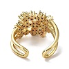 Rack Plating Brass Micro Pave Cubic Zirconia Open Cuff Rings RJEW-Q777-13G-2