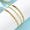 304 Stainless Steel Herringbone & Cable & Half Round Link Chain Bracelets LS-BJEW-U019-04G-03-3