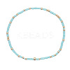 Minimalist Glass Seed Beads & Brass Beads Stretch Bracelets for Women BC0195-12-1