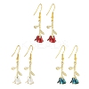 3 Pairs 3 Colors Brass Flower Dangle Earrings EJEW-YW00003-1
