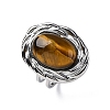 Oval Natural Tiger Eye Finger Rings RJEW-M063-01P-13-4