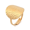 Flat Round 304 Stainless Steel Open Cuff Ring for Women LS-RJEW-M049-01G-02-2