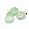 Flat Round Natural Green Aventurine Pendants G-Q370-09-2