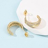 Brass Micro Pave Clear Cubic Zirconia C-Shaped with Rhombus Stud Earrings EJEW-B153-17G-02-3