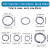 120Pcs 6 Styles 304 Stainless Steel Open Jump Rings STAS-SC0006-13-2