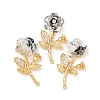 Brass Micro Pave Clear Cubic Zirconia with Resin Pendants KK-G543-21G-1